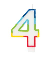 Number 4 Rainbow Birthday Candle