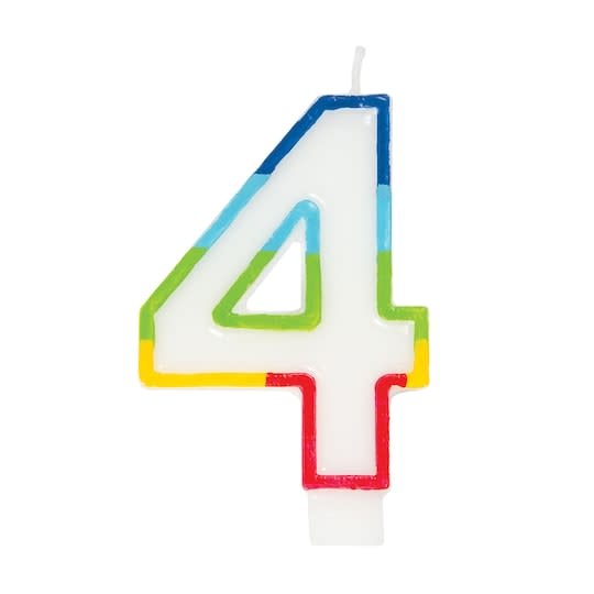 Number 4 Rainbow Birthday Candle