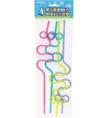 Plastic Crazy Loop Straws Assorted 4ct