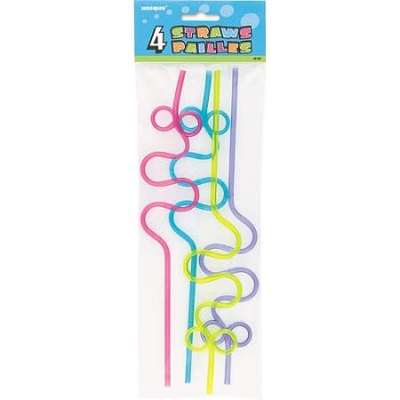 Plastic Crazy Loop Straws Assorted 4ct