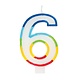Number 6 Rainbow Birthday Candle