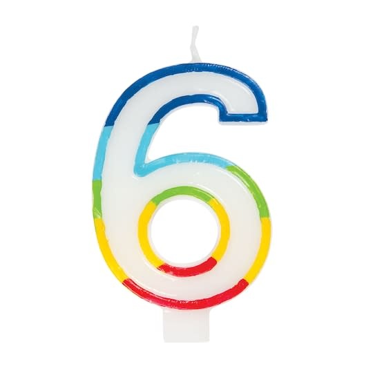 Number 6 Rainbow Birthday Candle
