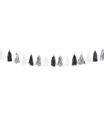 Tissue Paper Black, White, & Silver Tassel Garland