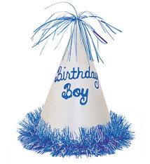 Birthday Boy Glitter Fringe Party Hat