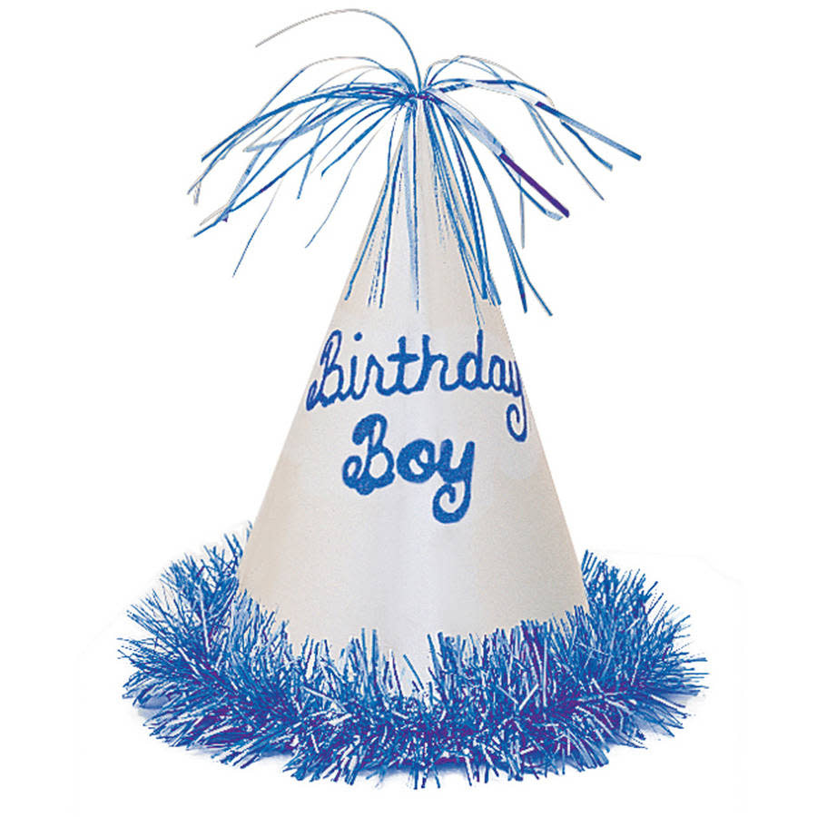 Birthday Boy Glitter Fringe Party Hat