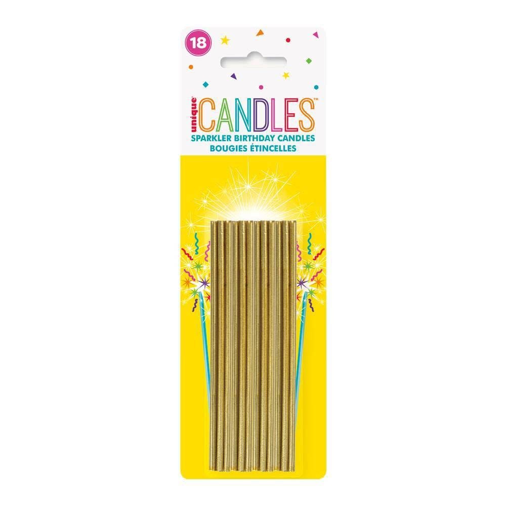 Gold Sparkling Birthday Candles (18 Count)