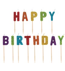Glitter Happy Birthday Letter Candle Picks