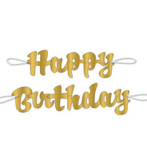 Happy Birthday Banner Gold Script
