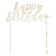 Happy Birthday Clear with Gold Flecks Acrylic Cake Topper