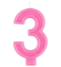Raised Border Number "3" Birthday Candle