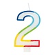 Number 2 Rainbow Birthday Candle