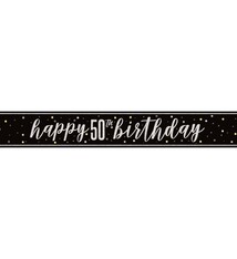 Black and Silver 50th Happy Birthday Banner