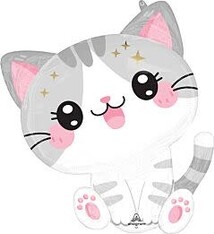 24" Kawaii Kitty Shape Mylar Balloon