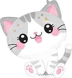 24" Kawaii Kitty Shape Mylar Balloon