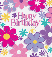 Birthday Blossom Beverage Napkins 16ct
