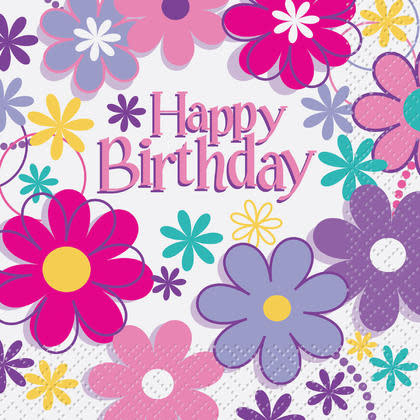 Birthday Blossom Beverage Napkins 16ct
