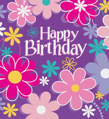 Birthday Blossom Party Lunch Napkins 16 Count