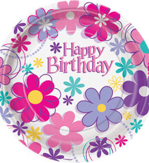 7" Birthday Blossom Paper Dessert Plates 8ct