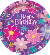 9" Birthday Blossom Party Plates 8ct