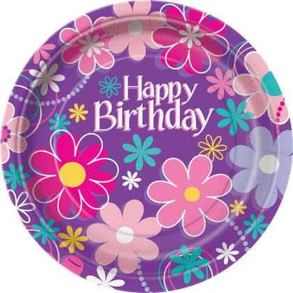 9" Birthday Blossom Party Plates 8ct