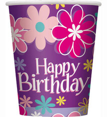 9oz Paper Birthday Blossom Cups 8ct