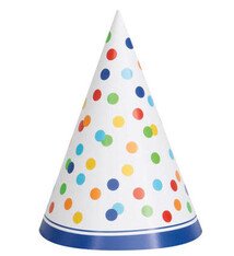 Cone Party Hats Multi-Color Dots
