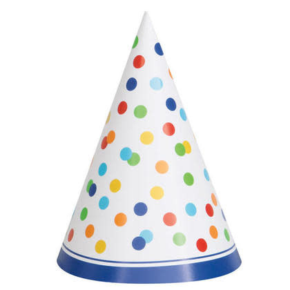 Cone Party Hats Multi-Color Dots