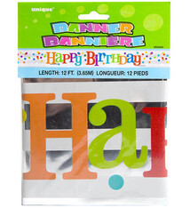 Foil Dotted Rainbow Happy Birthday Banner 12ft