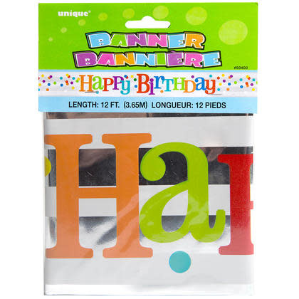 Foil Dotted Rainbow Happy Birthday Banner 12ft
