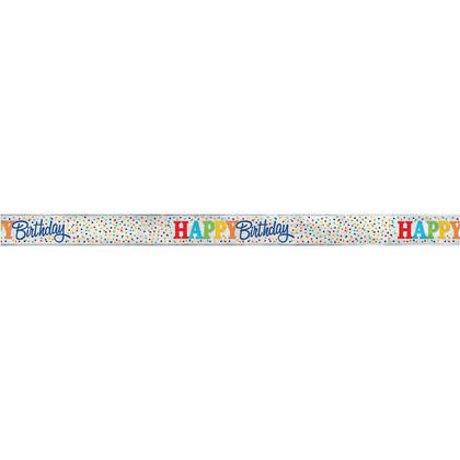 Foil Dotted Rainbow Happy Birthday Banner 12ft