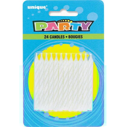 White Spiral Birthday Candles 24/pkg