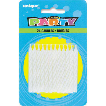 White Spiral Birthday Candles 24/pkg