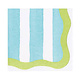 Cafe Stripe Scallop Aqua/Lime Paper Linen Die Cut Napkin - 15 per package