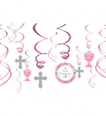 First Communion Pink Swirl Decorations