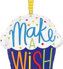 28" Make a Wish Cupcake Super Shape Balloon