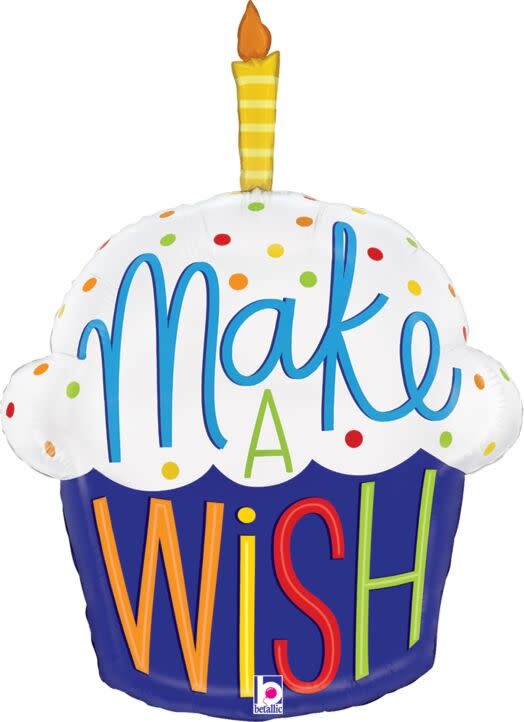 28" Make a Wish Cupcake Super Shape Balloon