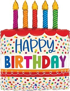 30" Birthday Cake Bright Candles Super Shape Balloon