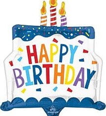 29" Happy Birthday Tiered Cake Shape Mylar Balloon