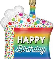 28" Rainbow Slice Birthday Super Shape Mylar Balloon