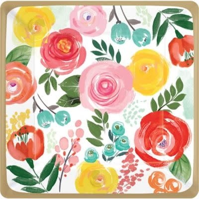 Bright Floral Dinner Plates 8ct