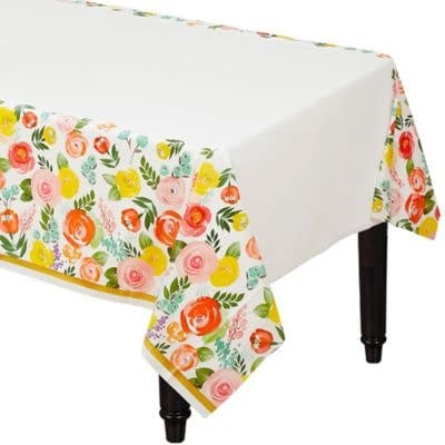 Bright Floral Plastic  Table Cover