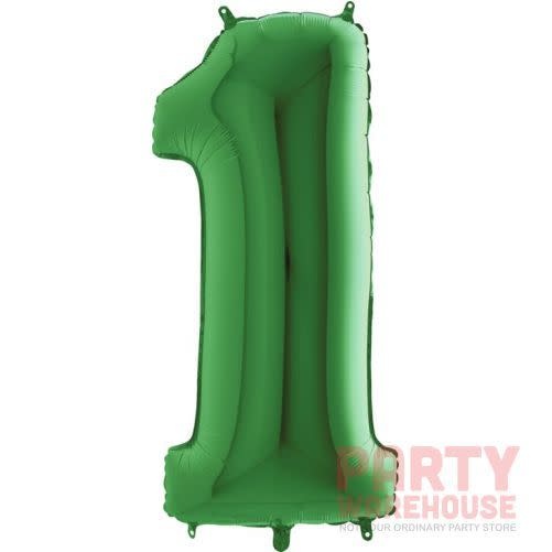 Number "1" Mylar Balloon -34" Green