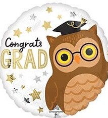 17" Congrats Grad Owl Mylar Balloon (H12)
