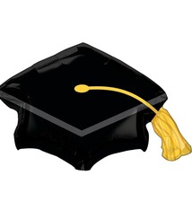 31" Black Grad Cap Super Shape Balloon (H18)