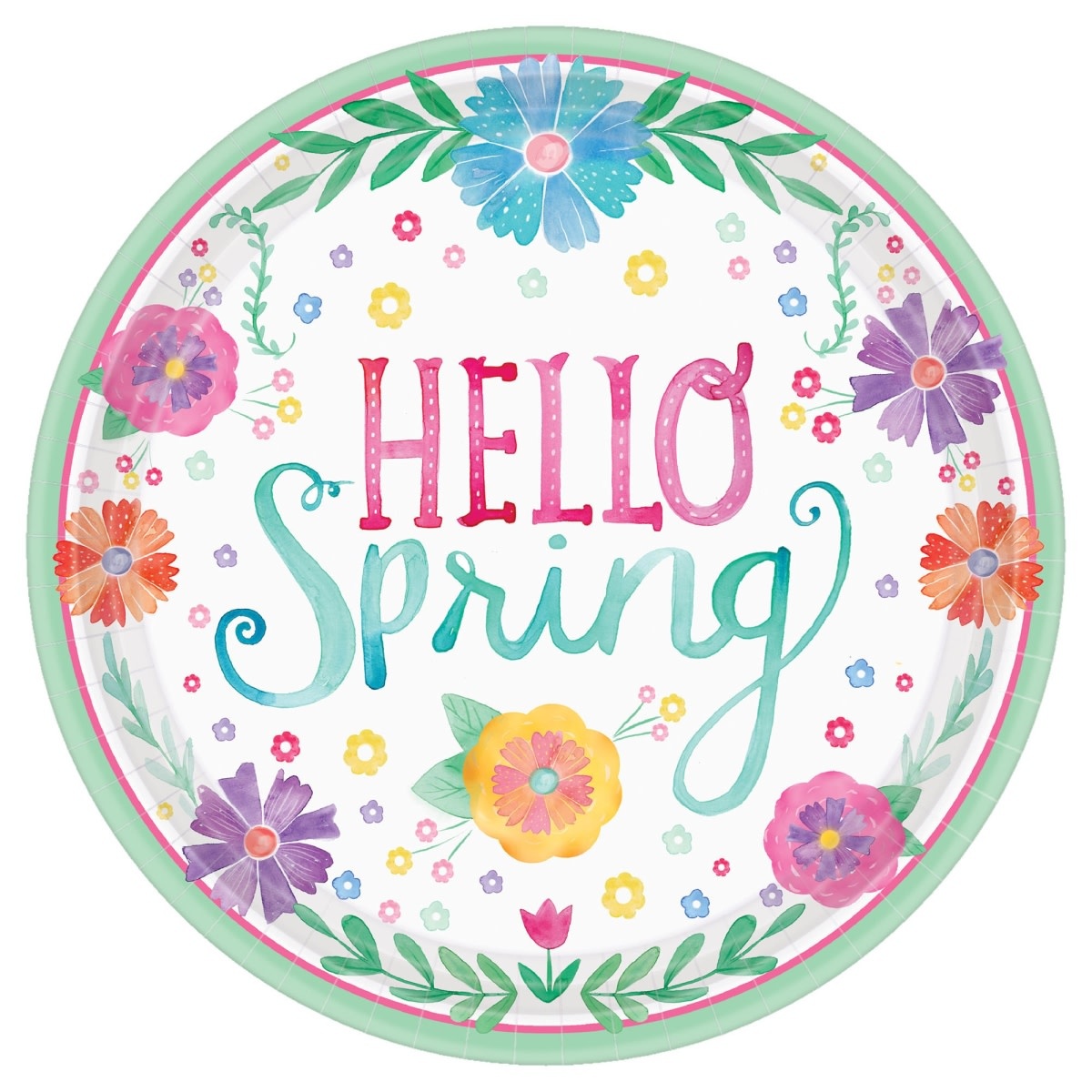 WaterColor Spring Dinner Plates - 18 Per Package