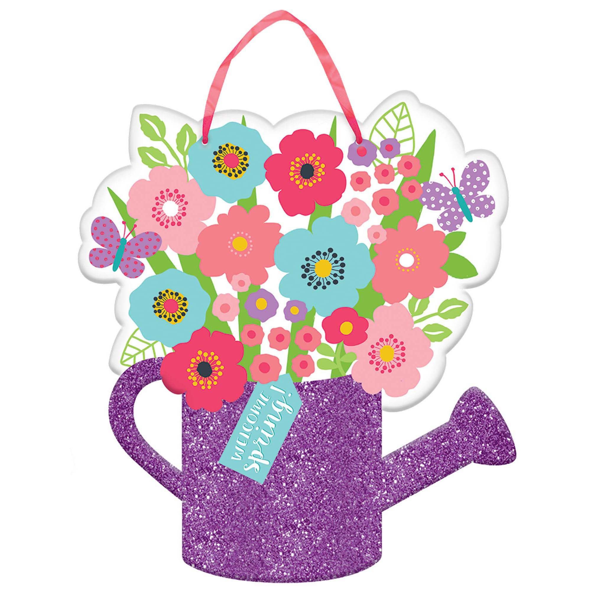 Watering Can Sign W/ Ribbon Hanger