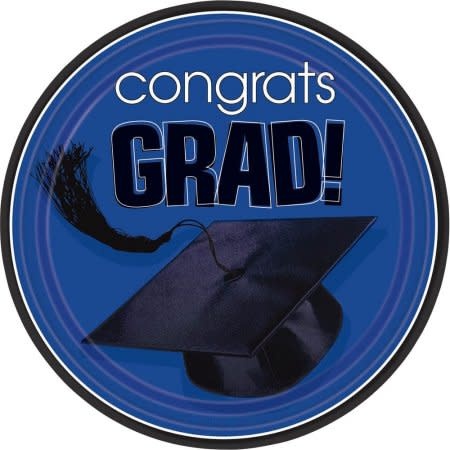 Blue Graduation 9" Plates (18 Count)