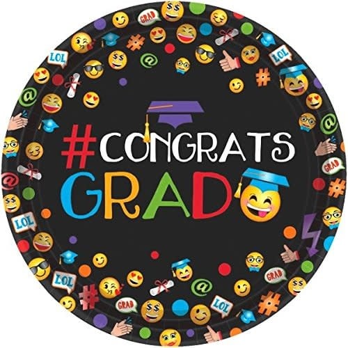 Emoji Grad 9 Luncheon Plates (60 Count) - Graduation