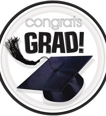 Congrats Grad White 7 Cake Plates (18 Pack)- Graduation Party
