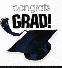 Congrats Grad White Luncheon Napkins (36 Pack)- Graduation Party
